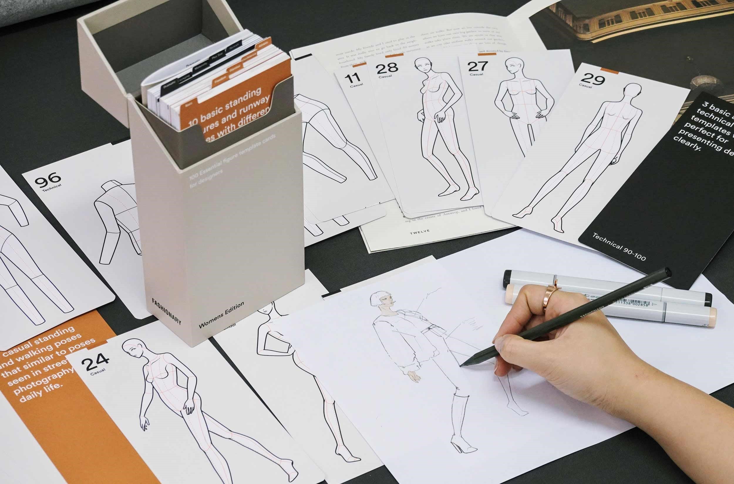 Poses for Fashion Illustration (Card Box): 100 essential figure template cards for designers